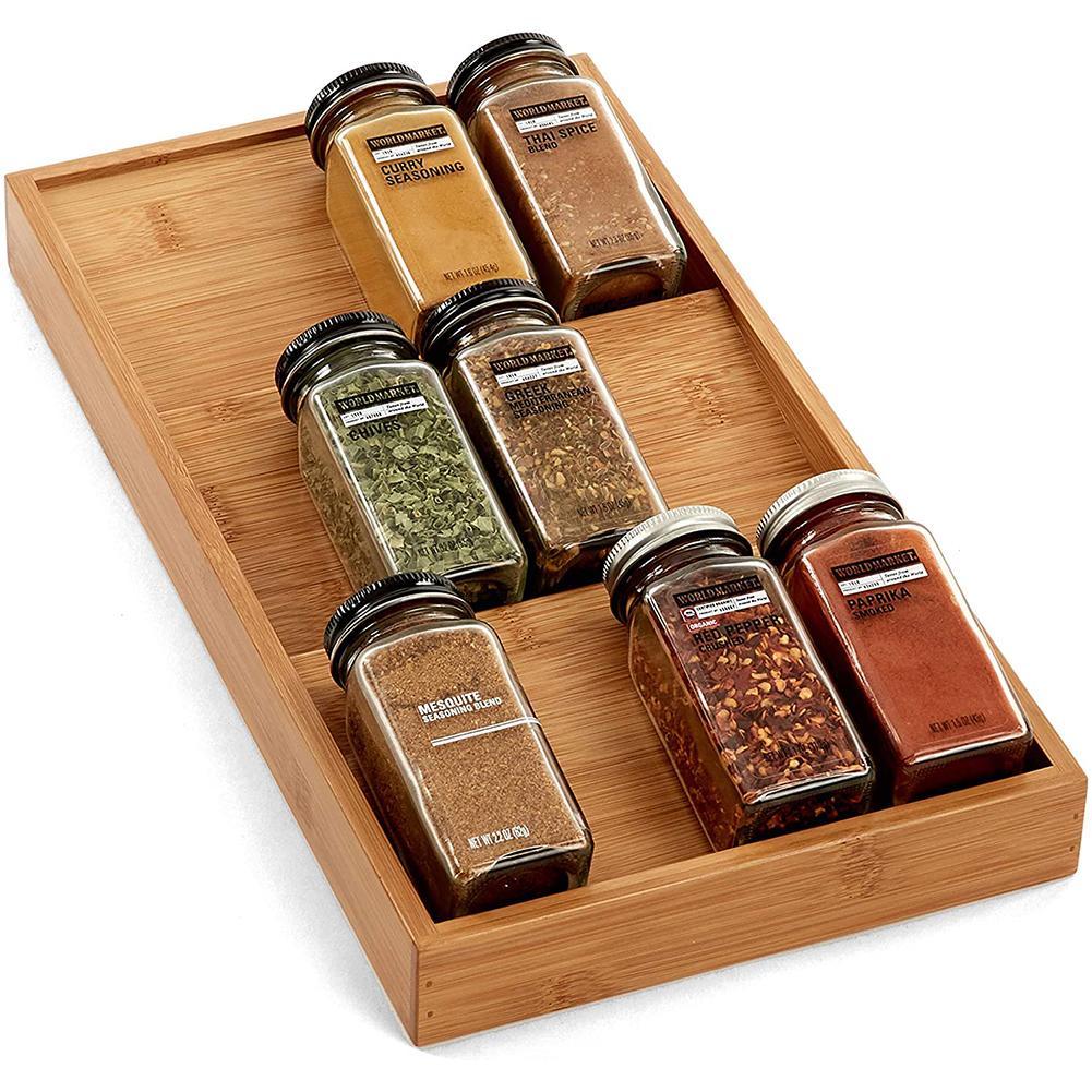 Bamboo Drawer-Style Seasoning Organizer Rack